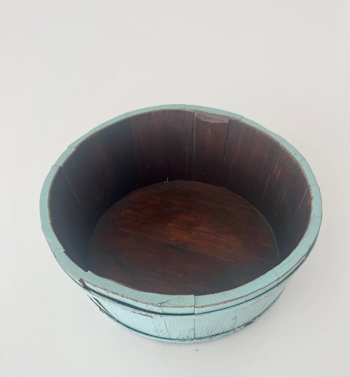Distressed Blue Wood Bowl